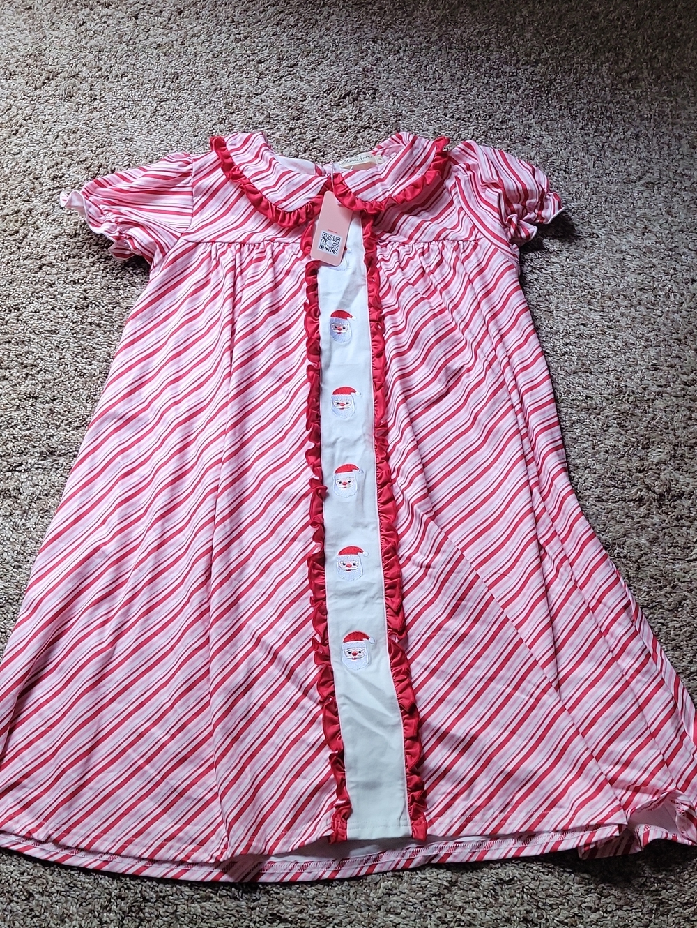 Girls' Red & White Candy-Stripe Holiday Dress
